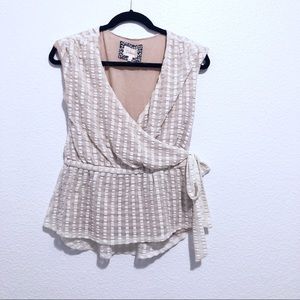 Anthropologie Deletta | peplum laced wrap top